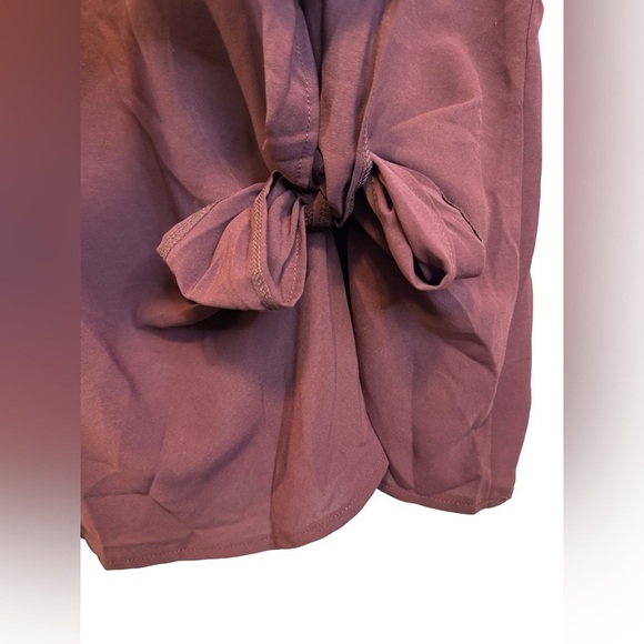 SHEIN Curve Maroon Brown Tie Front Short Sleeve Blouse Size 1XL NWOT ☀️ - Picture 8 of 14